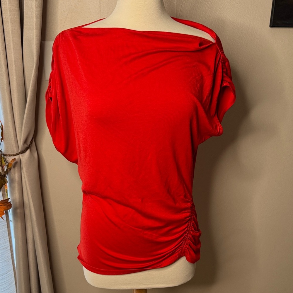 White House Black Market Vibrant Red Blouse